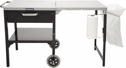 Cuisinart Prep ‘n Cook Outdoor Table and Grill Stand, Stainless Steel Folding Table with Wheels, 48” x 24” Prep Station for Home BBQ, Tailgates, Cookouts