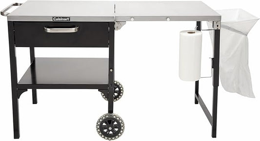 Cuisinart Prep ‘n Cook Outdoor Table and Grill Stand, Stainless Steel Folding Table with Wheels, 48” x 24” Prep Station for Home BBQ, Tailgates, Cookouts