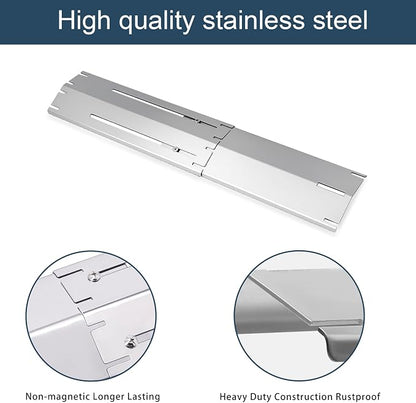 Universal replacement heavy duty adjustable heat plate shield,Burner cover,Flavorizer bar,heat Tent,Flamer tamer for gas grill models,Extends from 11.75"up to 21"L (304 Stainless Steel, 6 Pack)