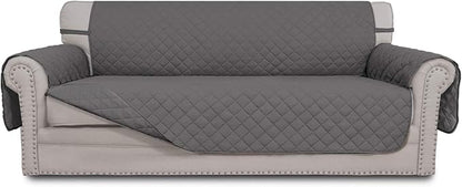 Easy-Going Reversible Couch Cover for 3 Cushion Couch Sofa Cover for Dogs Water Resistant Furniture Protector Cover with Foam Sticks Elastic Straps for Pet Cat (Sofa, Gray/Gray) | Machine Washable Slipcover For Dogs, Water Resistant Furniture Mat For L...