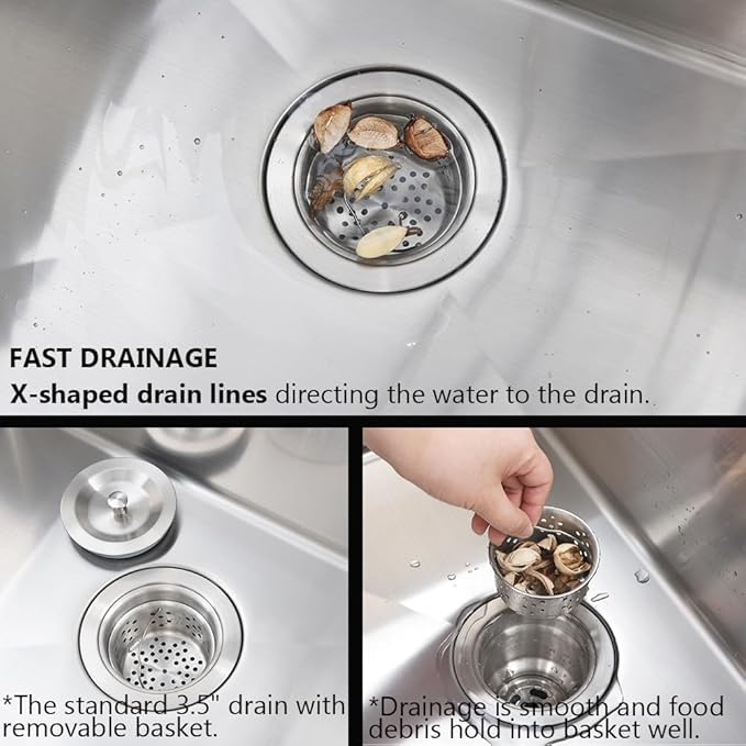 Undermount Kitchen Sink,Jshozzy 27x16 Stainless Steel Kitchen Sink Undermount 16 Gauge Handmade Under Counter Single Bowl Sink Deep