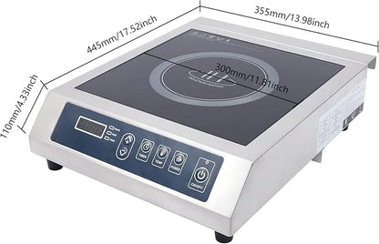 Commercial Induction Cooktop Burner for Kitchen, 1800W High Power Electric Countertop Stove, Portable Cooking Appliance for Home, Restaurant, Chef