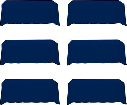 BRILLMAX 6 Pack Navy Blue Tablecloths 90x156 Inch for 8ft Rectangle Tables | 150 GSM Polyester Fabric, Floor Length Drop, Water, Stain & Wrinkle Resistant Cloth Cover for Wedding Reception Banquet Party