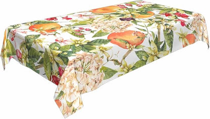TKS MITLAN Tablecloth Orange Tree Table Cloth Rectangle Table 60 x 84 Inch Watercolor Flower Bloom Leaves Fresh Fruit Harvest Lively Bright Summer Kitchen Decorations for Home Dinner Party