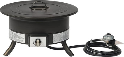 Amazon Basics Portable Propane Fire Pit, 19 inch Round Gas for Patio, 55,000 BTU, Carry Strap, Heat, Warmth and Ambience