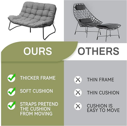 Crestlive Products Outdoor Couch，Patio Loveseat with Soft Cushions All Weather Patio Furniture for Porch/Balcony/Yard (2PC Dark Gray)