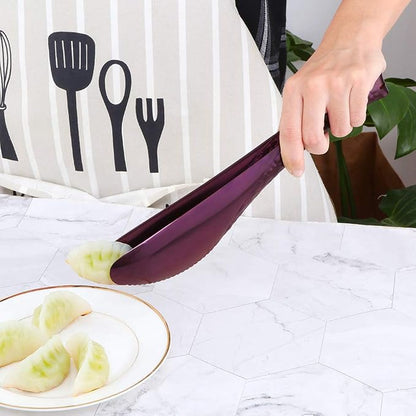 Stainless Steel Kitchen Food Clamp Serving Tongs for Cooking,Toast Bread,Salad,Barbecue,Grilling,Baking,Frying (Purple)