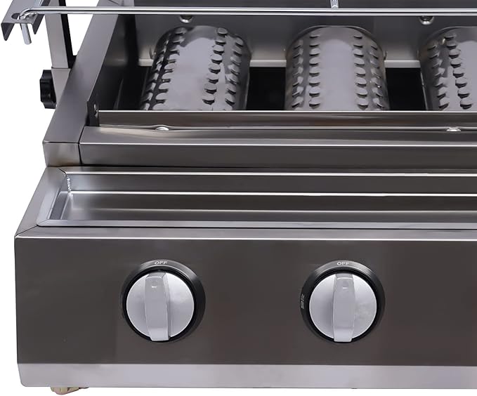 Commercial Barbecue Grill, 8 Burners BBQ LPG Tabletop Gas Grill w/Steel Shield Gas Grill Griddle Patio Garden Barbecue Grill with Adjustable Height for Party Backyard BBQ