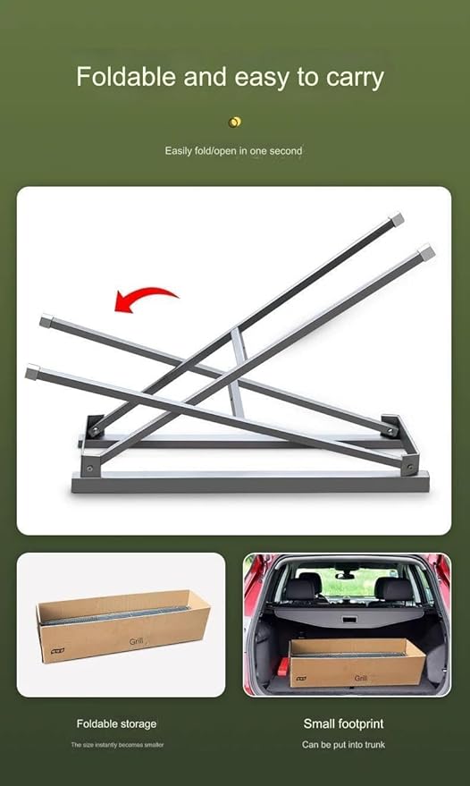 Charcoal Grill Stainless Steel Folding Portable BBQ Kit for Outdoor Cooking, Camping, Hiking, Picnic, Tailgate, Backpacking or Any Outdoor Event(80 * 18 * 67cm)