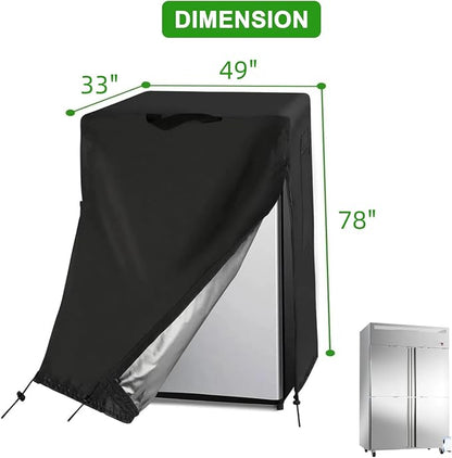 48W Commercial Refrigerator Cover for 36 Cu Ft Industrial Upright Fridge | 49x33x78,Waterproof Dustproof Heavy Duty Oxford Fabric,for 48" W Commercial 36 Cu.ft 2 Door Stainless Steel Freezer Combo