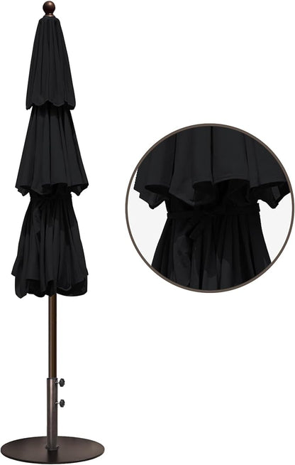 EliteShade USA 10-Year-Non-Fading 11ft 3-Tier Market Patio Umbrella, Commercial Grade Outdoor Table Umbrella with Crank Open, Windproof & UPF 50+ UV Protection, Heavy Duty Ventilation for Garden, Deck, Pool, Backyard, Beach & Bistro, No Tilt, Black