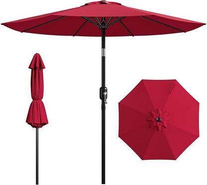 9FT Patio Umbrella,Outdoor Table Umbrella with Push Button Tilt & Crank,Pool Umbrella with Fade-Resistant Canopy, Heavy-Duty Steel Frame, Vented Top, for Deck, Backyard & Market