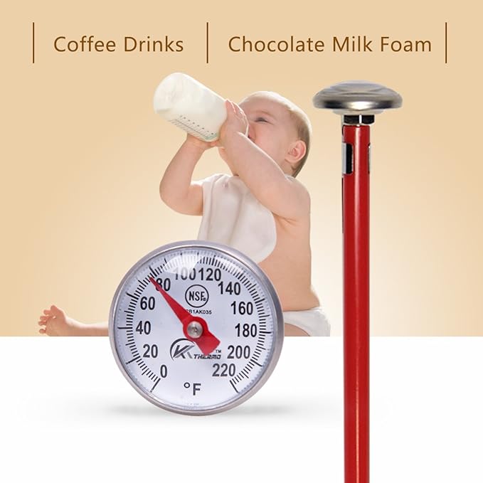 Instant Read 1-Inch Dial Thermometer(4-Pack),Best for The Coffee Drinks,Chocolate Milk Foam