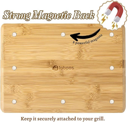 Magnetic Bamboo Cutting Board, Ideal for BBQ and Outdoor Cooking, Premium Bamboo Chopping Board with Strong Magnets to Securely Attach to Grill Side, Compatible with Traeger and Pit Boss Grills.