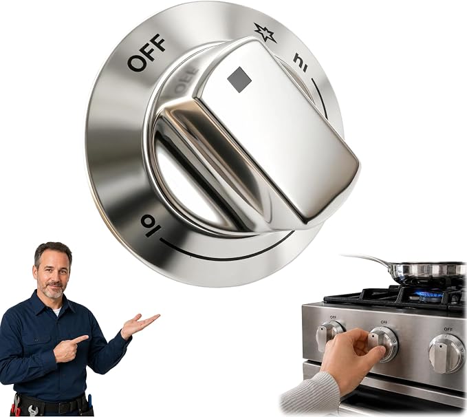 318242275 Burner Control Knob Replacement for electrolux Gas Stove Range Cooktop, Fits E30DF74TPSA E30GF74TPSA E36DF76TPSB, Replace 3513943 AP5809411 PS9495232 EAP9495232 (1)