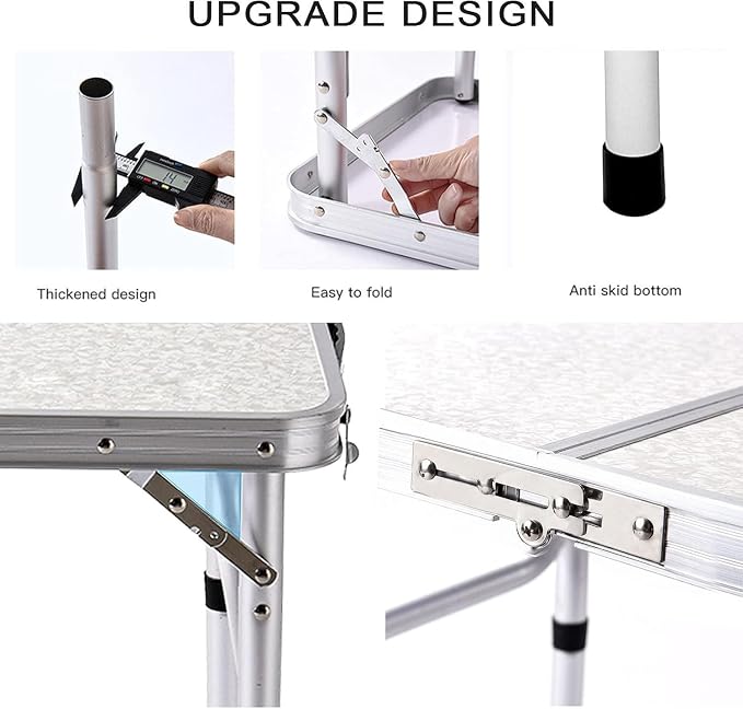 YUFIFAIRY Small Folding Table Portable, 24" L x16 W Foldable Camp Table | Lightweight Aluminum Folding Camping Table with Storage Net for Indoor Outdoor Cooking Picnic, 3 Adjustable Height Max 27.5"