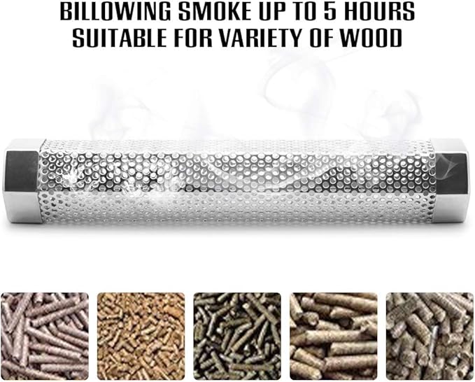 BEWAVE Pellet Smoker Tube for All Grill Electric Gas Charcoal or Smokers Hot/Cold Smoking, Free Tube Brush, 6&12 Inch
