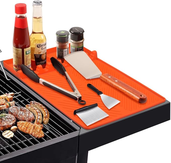 Silicone Griddle Tools Mat for Blackstone,16 * 11.5 Inch Silicone Mat with Drip Pad,Side Shelf Grill Mats for Outdoor Grill,Kitchen, Cooking & Countertop, Griddle Accessories