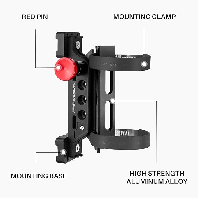 Rigid MOLLE Panel Fire Extinguisher Mount – Quick Release Fire Extinguisher Bracket with 4 Adjustable Clamps, Fits MOLLE Panels for Vehicles