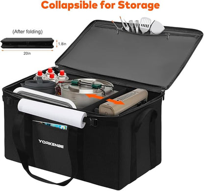 45L Camping Organizer, 1680D Heavy Duty Waterproof Camping Storage for Camping Cooking Utensils and Camping Cookware, with Hard Bottom, Camping Bag with Zippered Lid for RV, Hiking