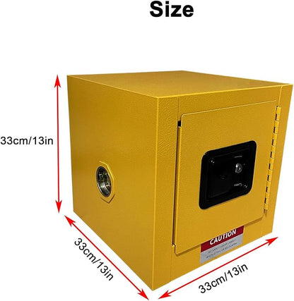 Flammable Safety Storage Cabinet 13"x13"x13" Industry Hazardous Materials | 2 Gal Fire Proof Safe, Double-Wall Cold-Rolled Steel, Dual Manual Locks, OSHA Compliant, For Gasoline Liquid Fuel Chemical