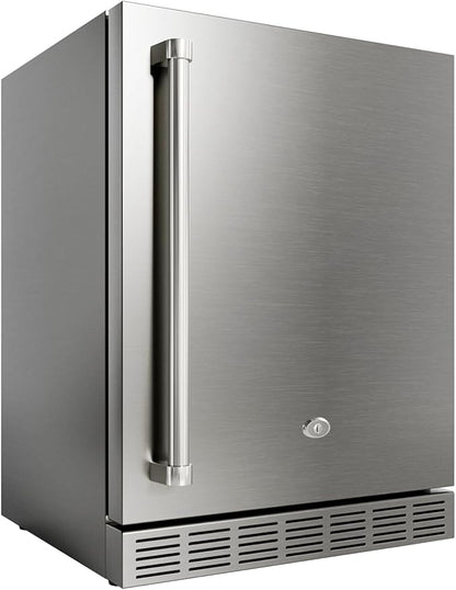 21 Inch Outdoor Refrigerator, Weather Proof Stainless Steel Beverage Beer Cooler Under Counter Fridge, Indoor/Outdoor Refrigerator with 3 Shelves for Patio Kitchen and Commercial Use