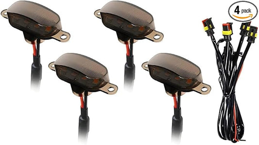 4 PCS Car LED Grille Lights, Bright Vehicle Front Grille Lamp Decorative Light with Wiring Harness, Waterproof LED Grill Lamps Trim Lights for 2017-2019 F150 Raptor (Black & Yellow, 4 Lights)