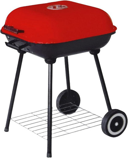 Portable Charcoal Grill, BBQ Grill with Wheels for Outdoor, Square Barbecue Grill with Storage Rack, Heavy Duty Large Outdoor Grills for Camping Picnic, Patio and Backyard