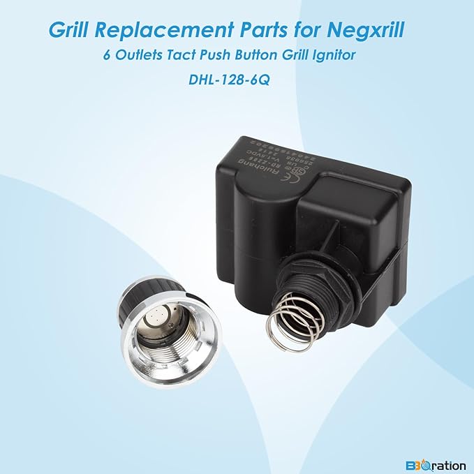 DHL-128-6Q Grill Igniters for Nexgrill Replacement Parts, 6 Outlet Tact Push Button Grill Igniter for Nexgrill 5 Burner Parts 720-0888 720-1046 720-0888S for Nexgrill Igniter Replacement