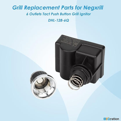 DHL-128-6Q Grill Igniters for Nexgrill Replacement Parts, 6 Outlet Tact Push Button Grill Igniter for Nexgrill 5 Burner Parts 720-0888 720-1046 720-0888S for Nexgrill Igniter Replacement