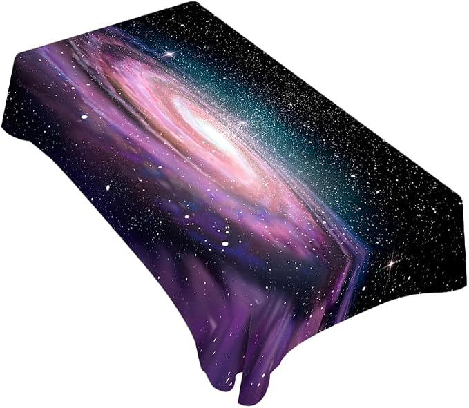 TKS MITLAN Purple Spiral Galaxy Tablecloth Decor Universe Stars Shine Beautiful Glow Table Cloth Dining Room Kitchen Table Cover 60" X 84" Oblong/Rectangle