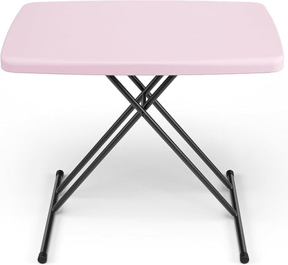 30in Folding Table, Portable Picnic Table with Adjustable Height, Foldable TV Tray Table & Laptop Desk for Small Spaces, Patio, Camping, BBQ, No Assembly Needed, Pink