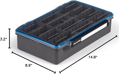Plano StowAway 3700 Waterproof Deep Stow Tackle Box, IPX7 Waterproof, with Rustricor, Single Latch Design, Transparent DuraView Lid, Stackable Storage for Fishing Bait, Lures and Gear