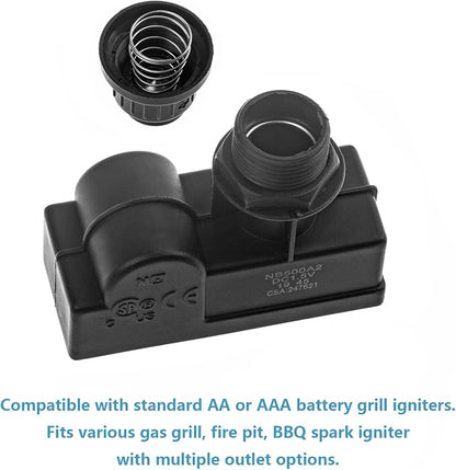 2-Pack AAA Ignitor Cap for Gas Grill and Fire Pit Starter Repair | push button cover with steel spring for BBQ spark generator;screw-on spare for worn knobs,0.708in (18mm) mounting Thread