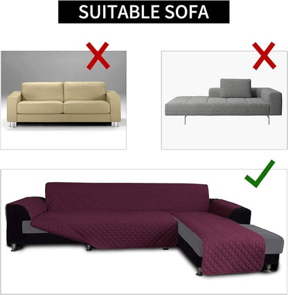 Easy-Going Reversible L-Shape Sectional Couch Cover, Small, Wine/Wine | Soft Sofa Slipcover For Dogs, Fits Left/Right Chaise Lounge Protector, Water Resistant Mat For Living Room