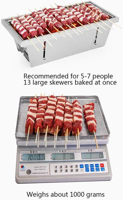 Portable Charcoal Grill BBQ Grill, Stainless Steel Foldable Charcoal Barbecue Smoker BBQ Garden BBQ with Height Adjustable Charcoal Tray, for Maximum Cooking Control,Basic Model