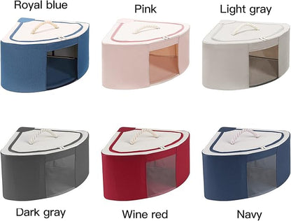 Foldable Storage Bins Cubes Boxes with Lid, Triangle Corner Collapsible Fabric Storage Box Navy