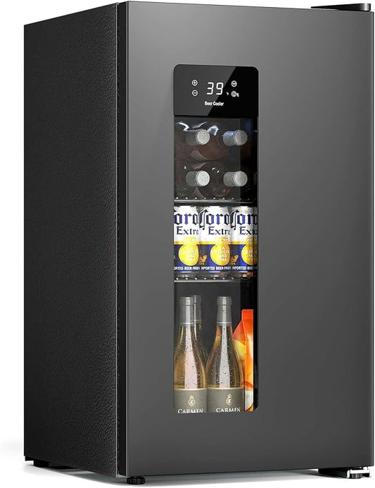 Antarctic Star Beverage Refrigerator Auto Defrost Mini Fridge, 130 Can with Glass Door &Adjustable Shelves, 21-50°F Temp Control,Beverage Cooler for Soda, Beer, Wine, Home Bar, Office, 3.2 Cu.Ft