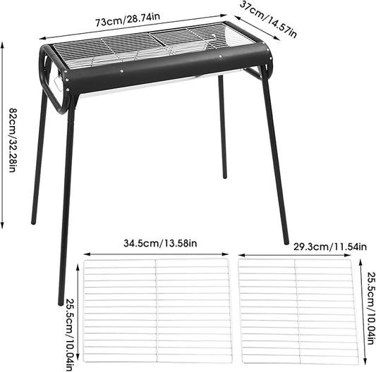 Portable Charcoal Grill Free Standing Kabob Barbecue Grill with Carry Bag Stainless Steel Outdoor BBQ Grill for Camping Garden Backyard Party Picnics, 28.74 * 14.57 * 32.28"
