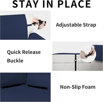 Easy-Going Reversible Couch Cover, Chaise Lounge, Navy/Navy | Machine Washable Slipcover For Dogs, Water Resistant Furniture Mat For Living Room, Non-Slip Sofa Cover, Pet Friendly