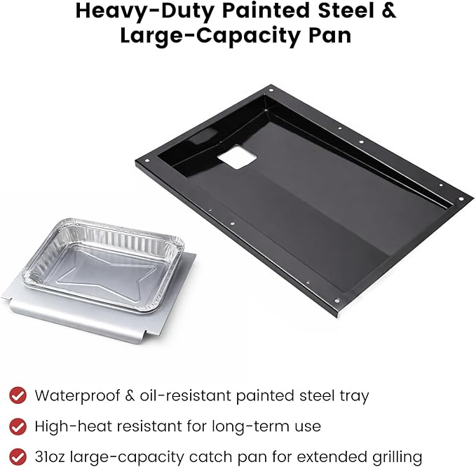 69804 Grease Tray & 67047 Catch Pan for Weber Spirit 300 Series Gas Grills, Front-Control: E/S-310 · 320 · 330, Drip Tray with 10 Pack Aluminum Foil Liner, Replace Weber 69804 67047