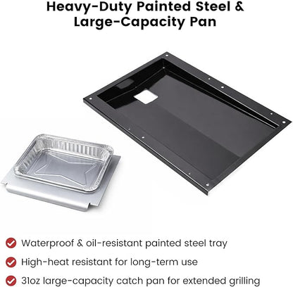 69804 Grease Tray & 67047 Catch Pan for Weber Spirit 300 Series Gas Grills, Front-Control: E/S-310 · 320 · 330, Drip Tray with 10 Pack Aluminum Foil Liner, Replace Weber 69804 67047