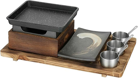 Portable BBQ Grill Korean Japanese Tabletop Barbecue Grill Charcoal BBQ Oven Alcohol Stove for Indoor Dining Table, Camping,B