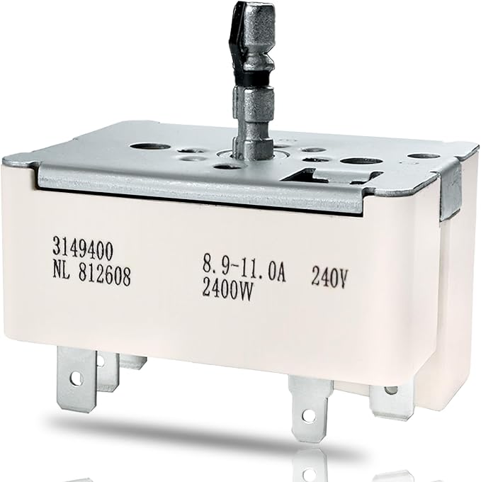 WP3149400 3149400 3148954 3148953 Range Surface Burner Infinite Switch for Large 8 Inch Burner Replace Parts: 2786 AP6007666 PS11740783 EAP11740783 310180 311846 311858 311859 Fits for Whirlpool
