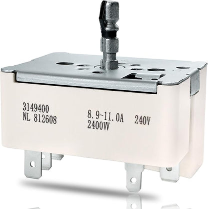 WP3149400 3149400 3148954 3148953 Range Surface Burner Infinite Switch for Large 8 Inch Burner Replace Parts: 2786 AP6007666 PS11740783 EAP11740783 310180 311846 311858 311859 Fits for Whirlpool