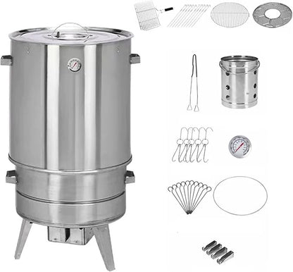 Charcoal Smoker Grill Smoked Grillers Barrel Large Capacity Portable 360° All Round Duck Roaster Stainless Steel Charcoal Roast Duck Oven for Party Backyard Patio Cooking(D)