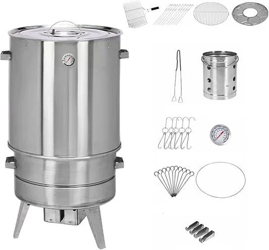 Charcoal Smoker Grill Smoked Grillers Barrel Large Capacity Portable 360° All Round Duck Roaster Stainless Steel Charcoal Roast Duck Oven for Party Backyard Patio Cooking(D)