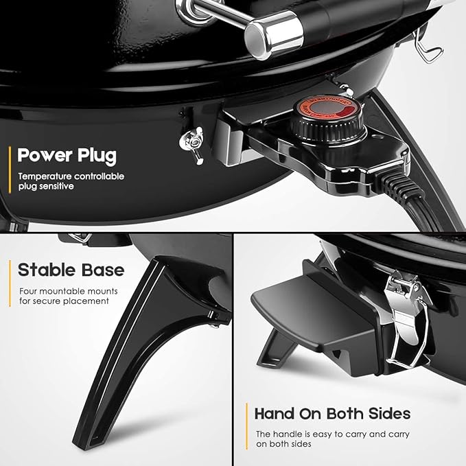 Electric Grill, Techwood Outdoor Electric BBQ Grill, Portable1600W Tabletop Grill for Party, Patio & Backyard Use, Black