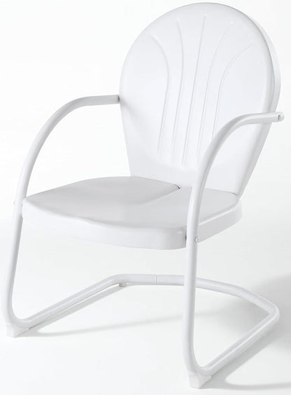 Crosley Furniture Griffith Outdoor Chair, Retro Metal Patio Chairs for Dining, Porch, Deck, Balcony, White