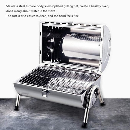 Camping Barbecue Grill Stainless Steel Foldable BBQ Grill with Handle Lightweight Charcoal Grill Stove for Camping Picnic Outdoor Barbecue Charcoal Grill